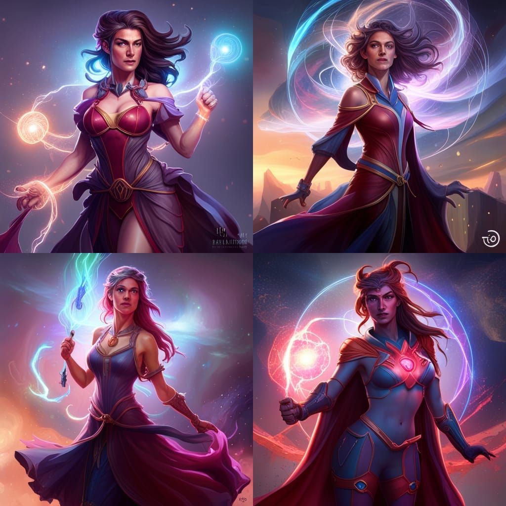 Beautiful empowered woman full of super powers time travelin...