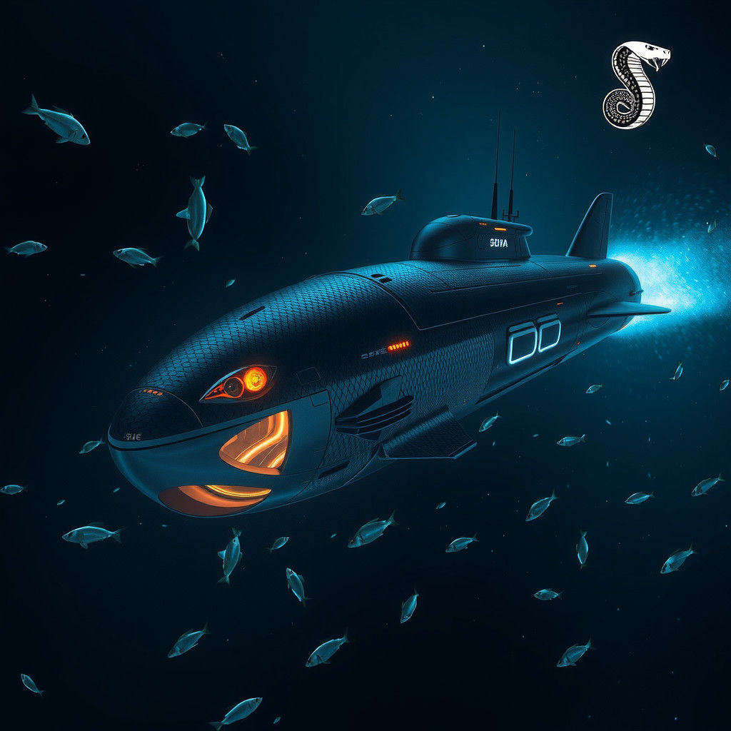 Futuristic Sea Snake Submarine in Digital Art Style