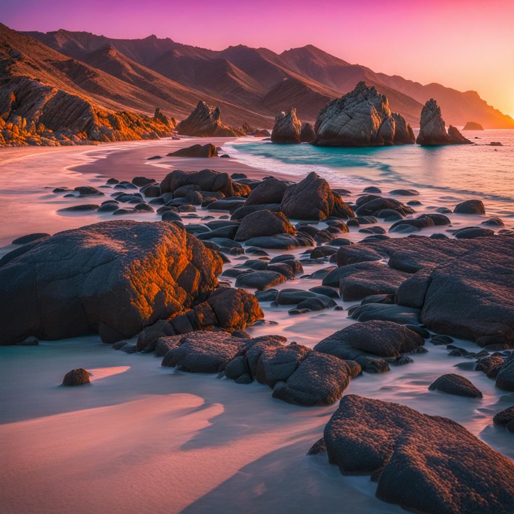 Baja California Beach at Colorful Sunset