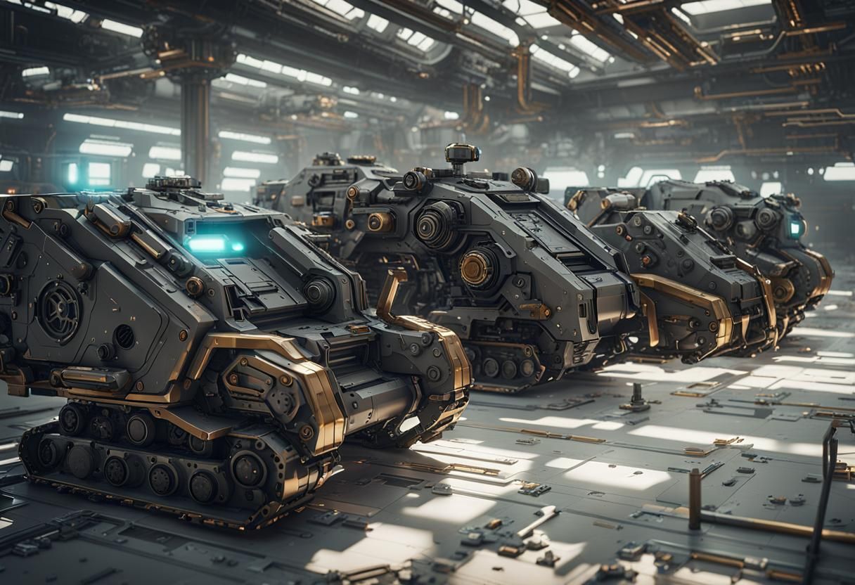 Futuristic Military Factory in Hyperreal Photographic Style
