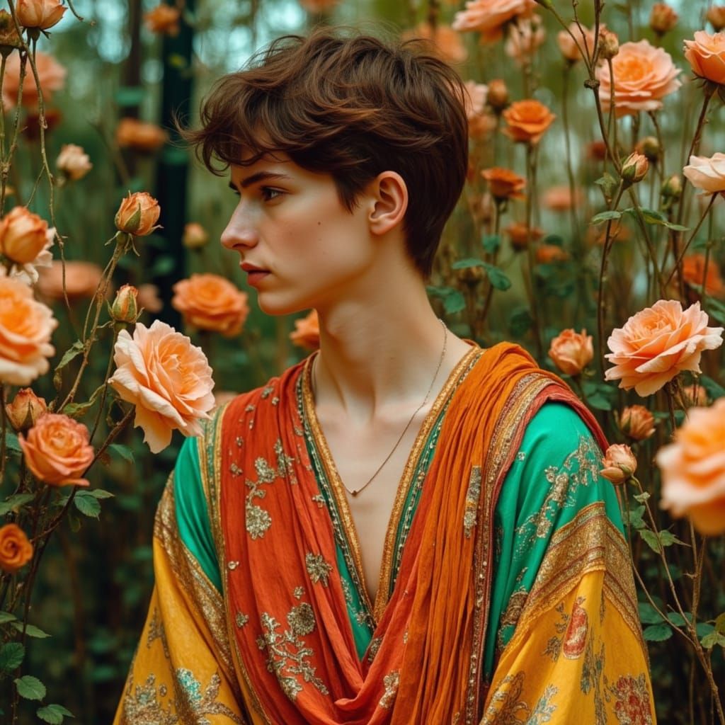 Rainbow Tunic in Ancient Rome, Classical Painting Style