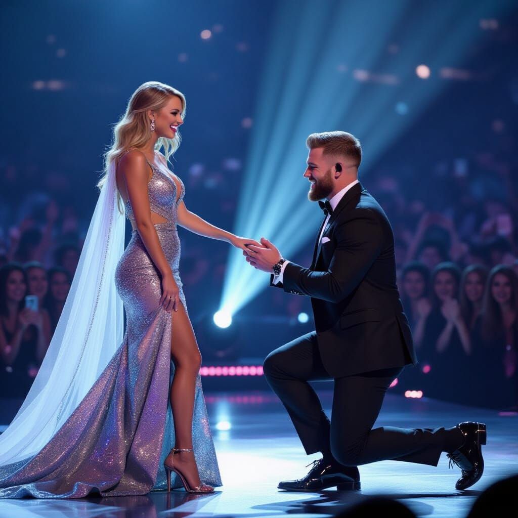 Taylor Swift's Joyful On-Stage Proposal by Travis Kelce