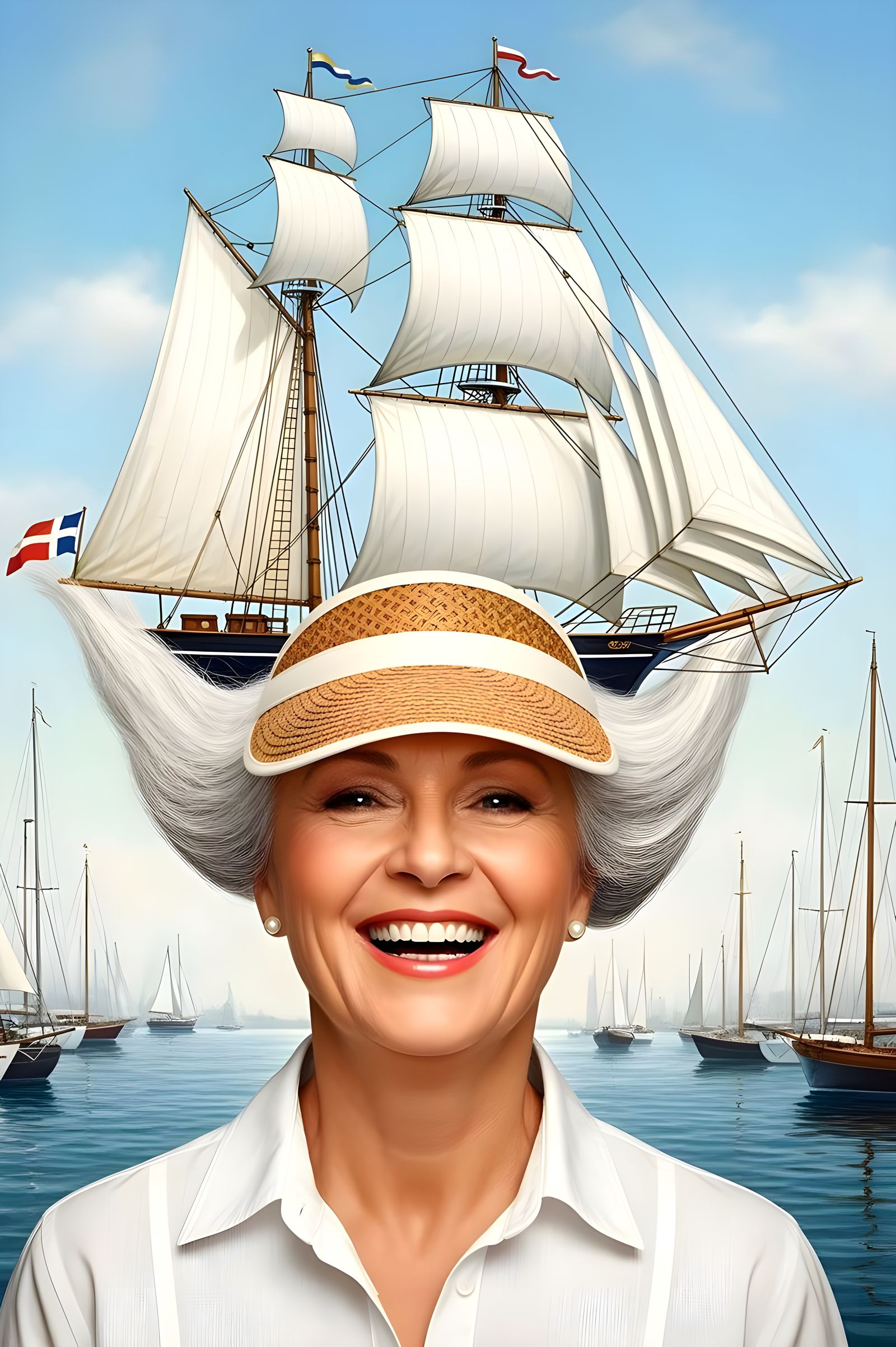 Woman's Hair Becomes Sails of a Sailboat