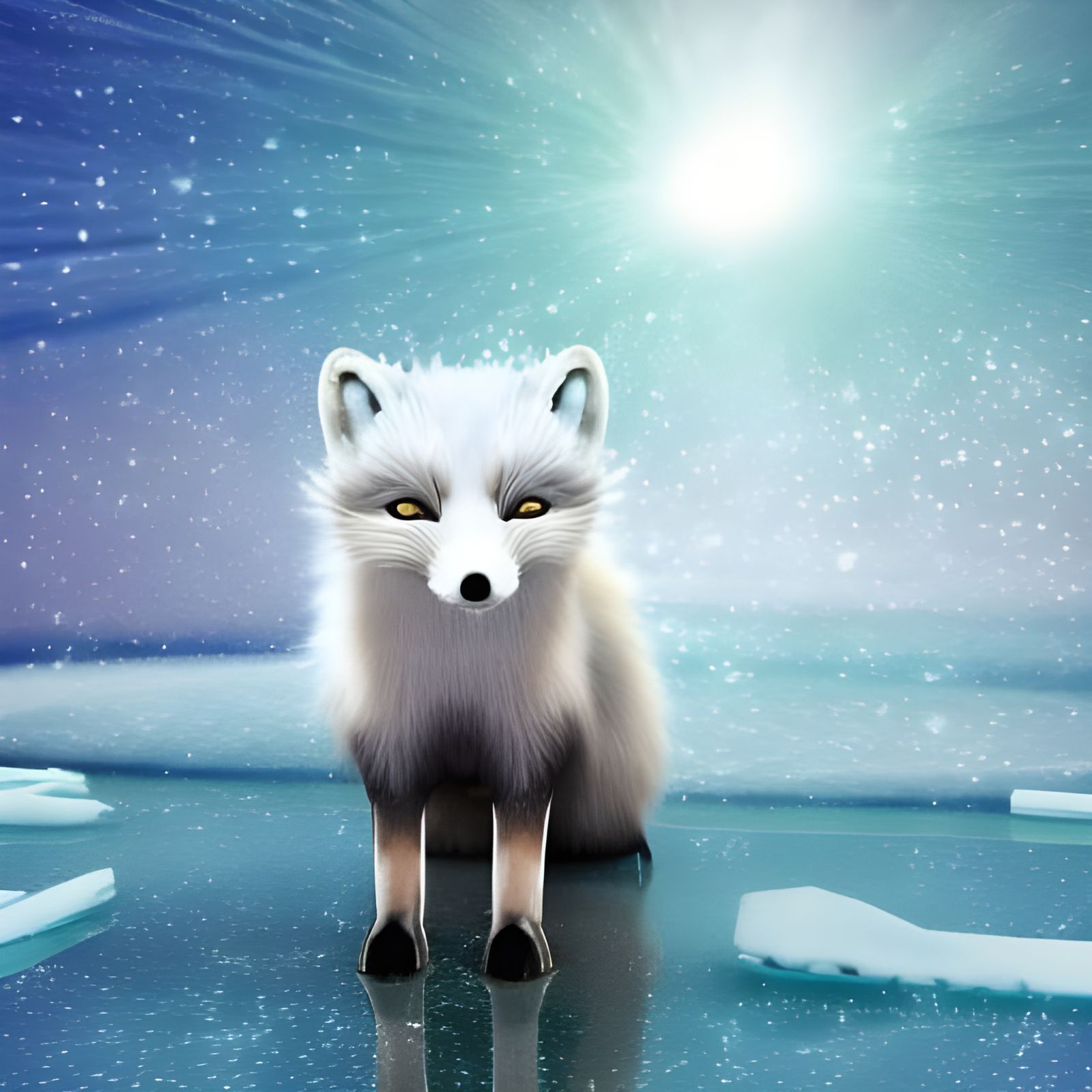 Adorable Arctic Fox in Snowy Crystal Town