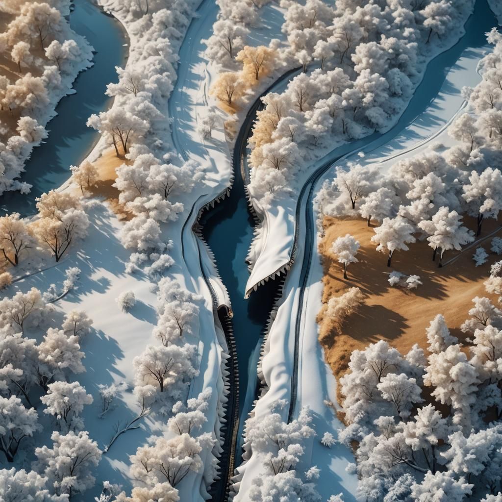 Surreal Summer-Winter Landscape Divided by Zipper