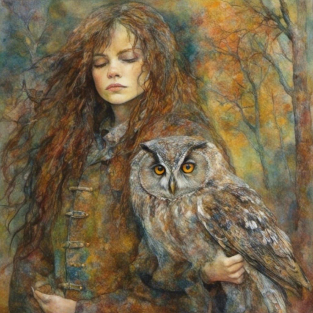 Knight with Owl in Old-School Style