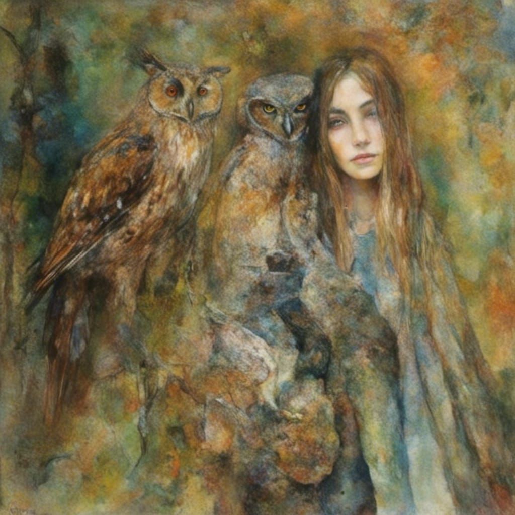 Knight with Owl in Old School Style