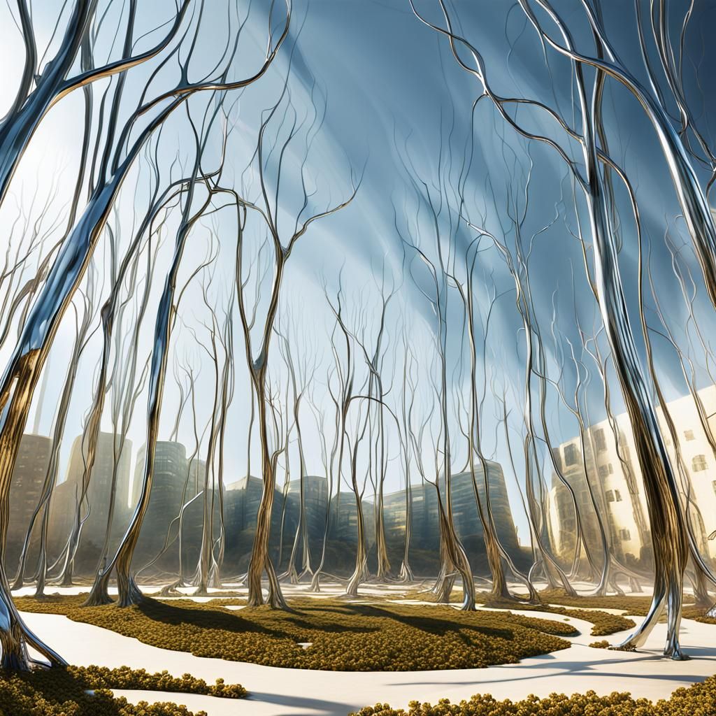 Chrome Valley: Surrealist Metallic Landscape