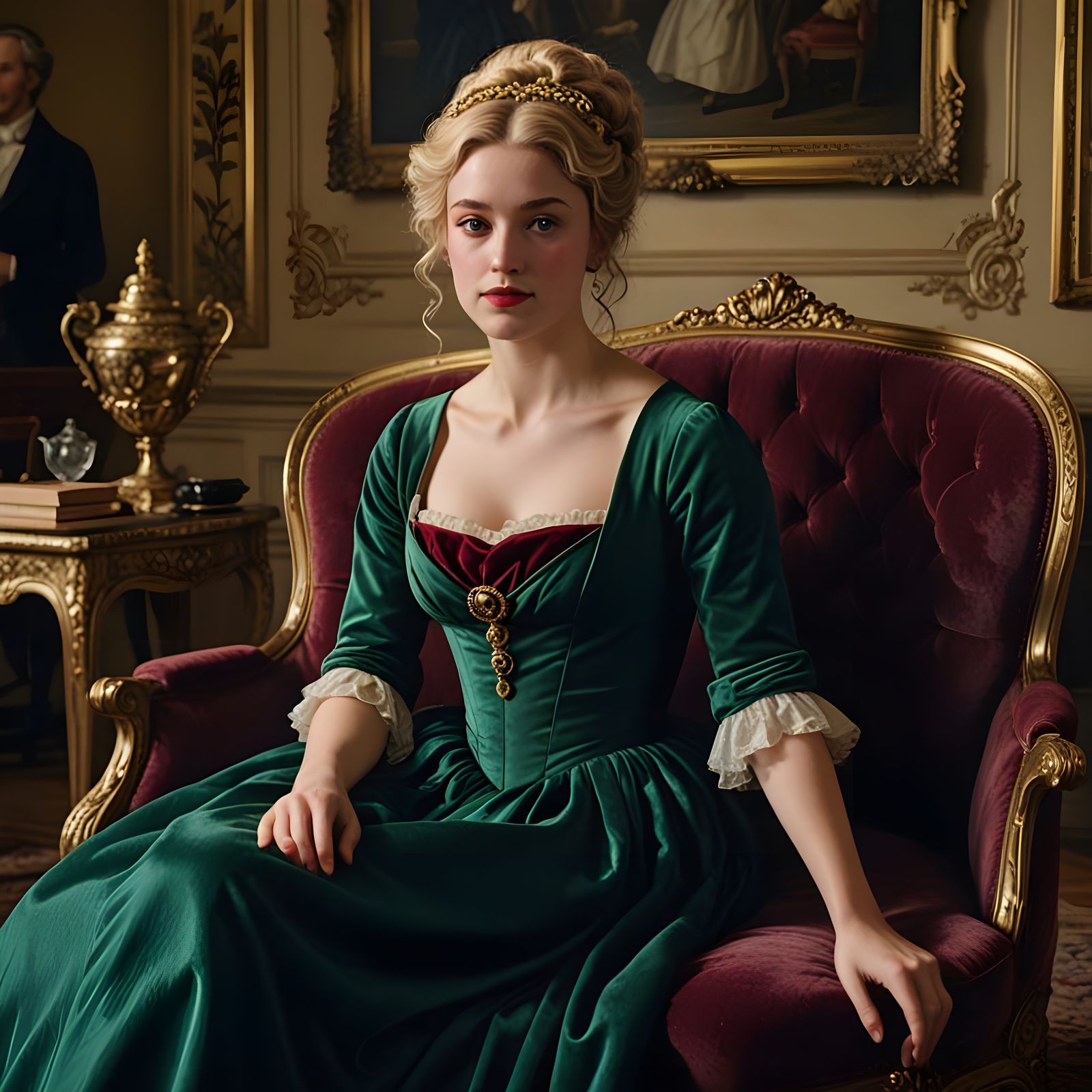 Regency-Era Goddess in Emerald Green