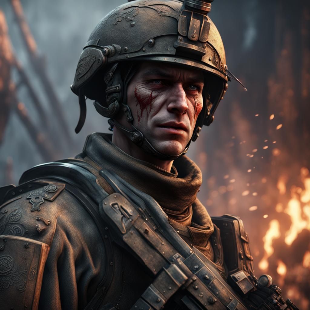 Crying Soldier: Detailed Matte Painting