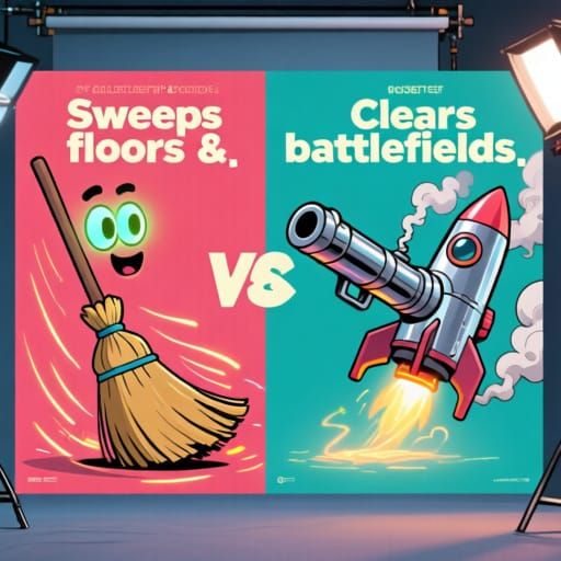 Broom vs Rocket Launcher Infographic Poster