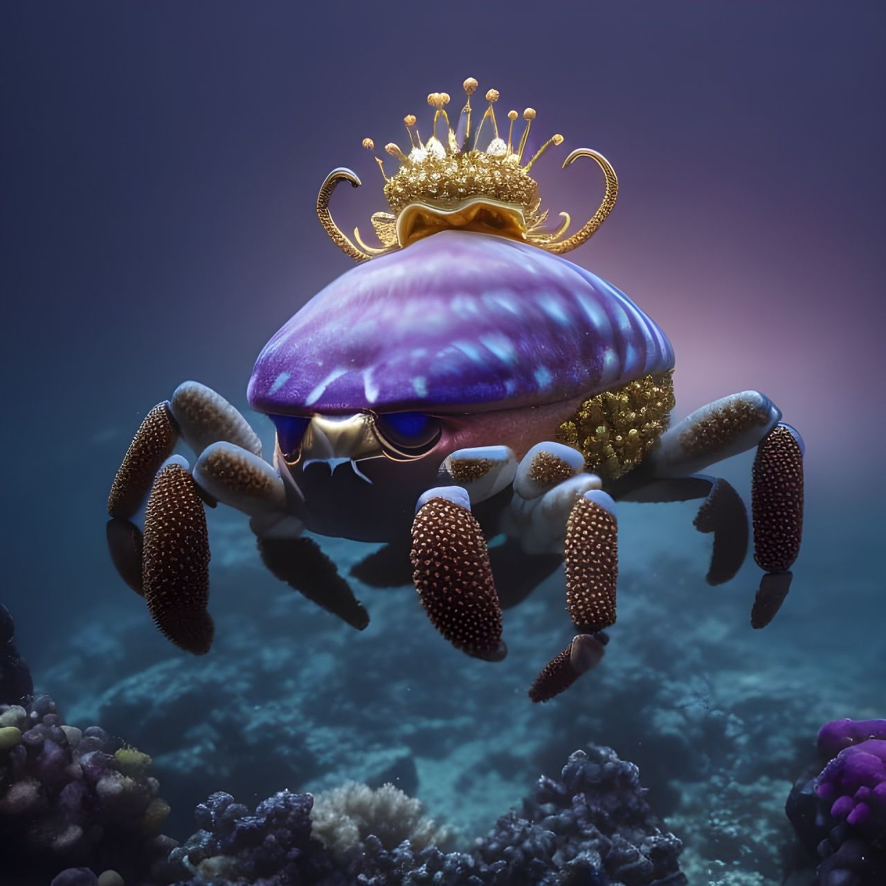 Queen Crab with Gold Crown in Atlantis