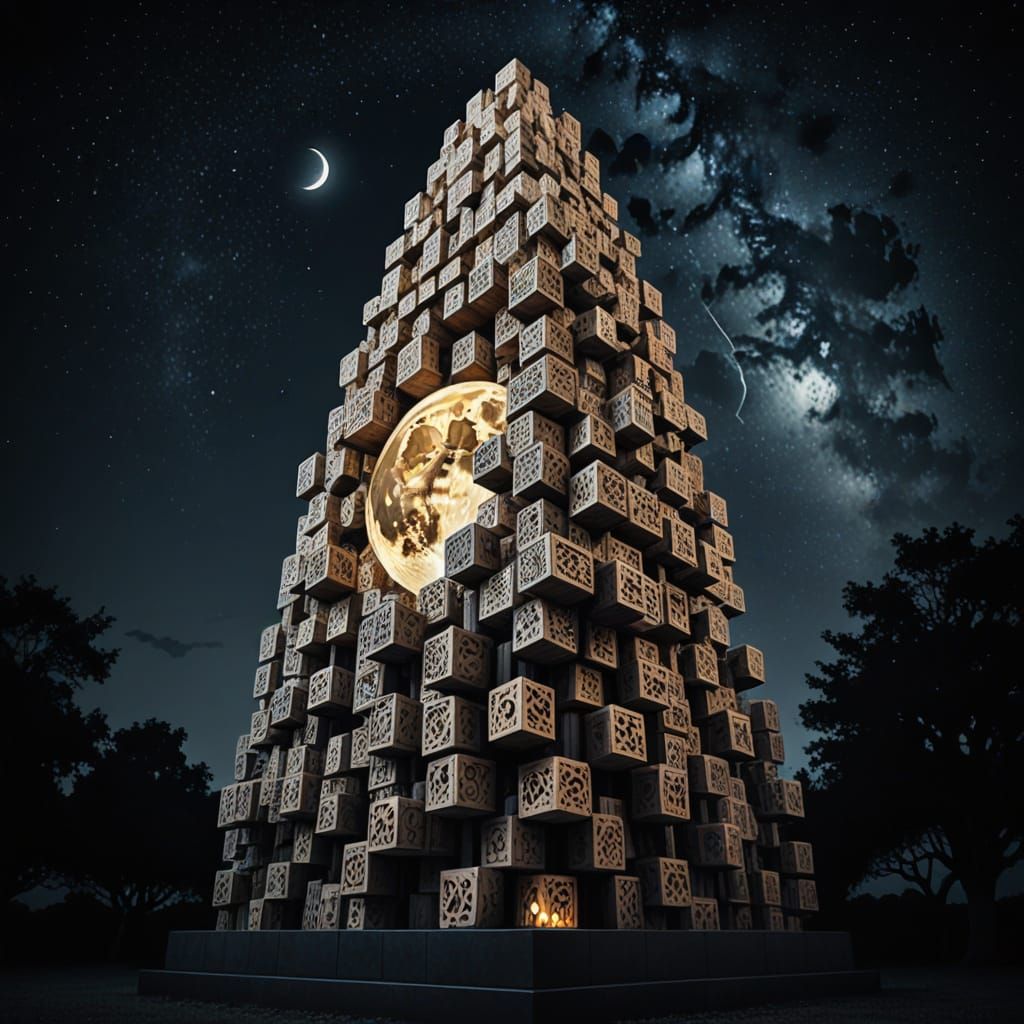 Surreal Wooden Sculpture in Gothicpunk Style Reaches for the...