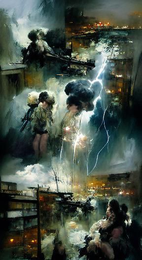Phosphorus Munitions Amidst Electric Storm, Detailed Illustr...