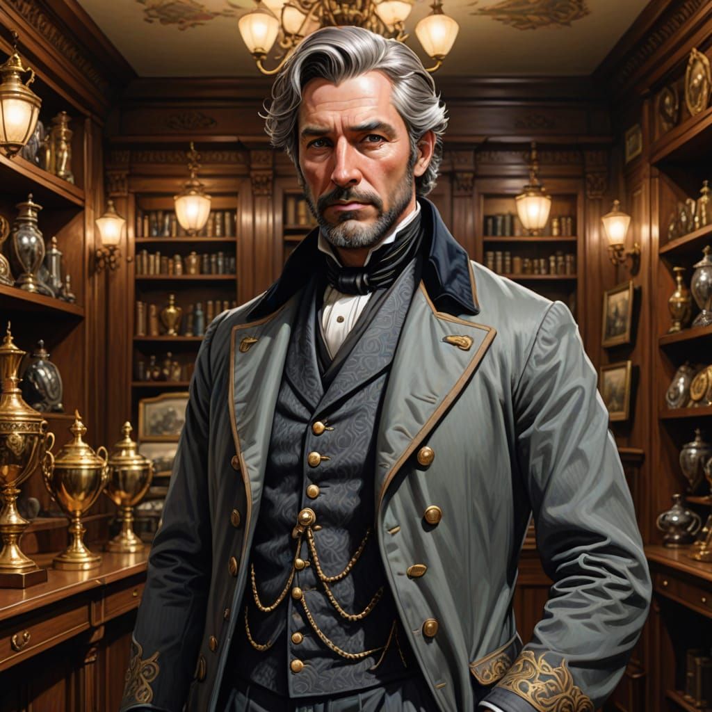 Rugged Victorian Explorer in Elegant Setting