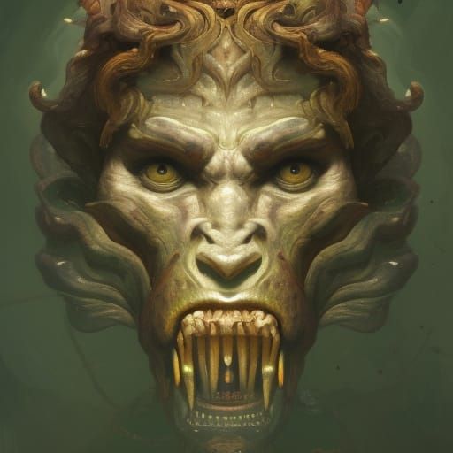 Humbaba Portrait in Hyperdetailed Digital Art Style