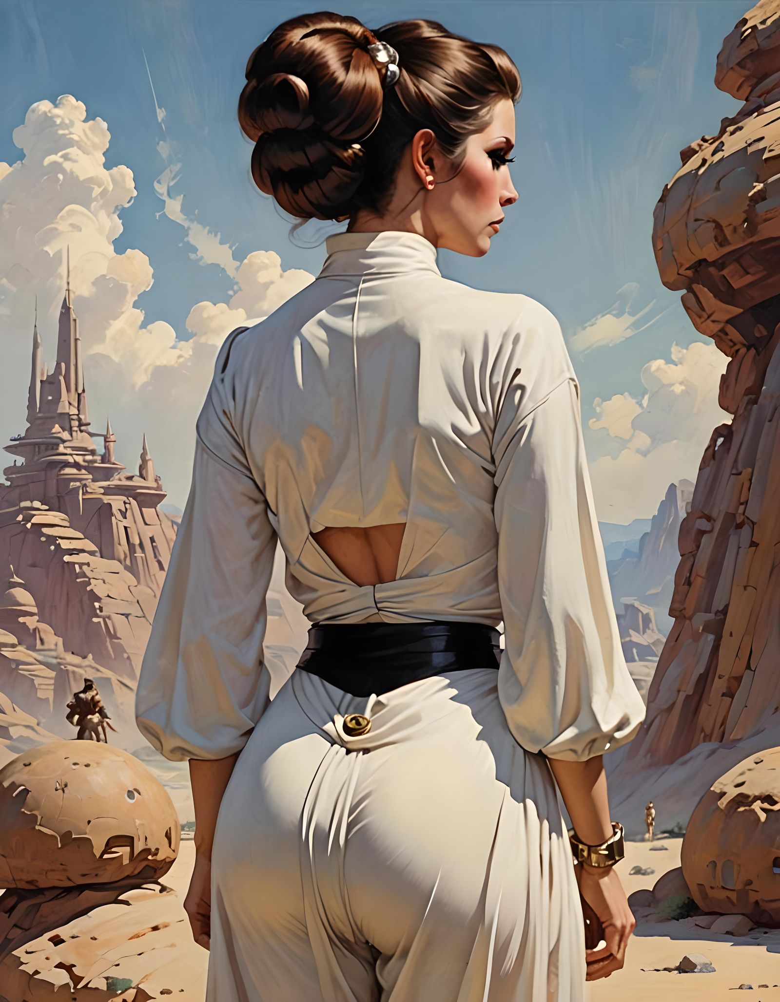 Princess Leia Back View with Iconic Buns