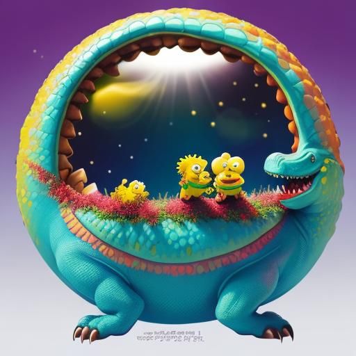 Homer Simpson Rides a Dinosaur in Springfield