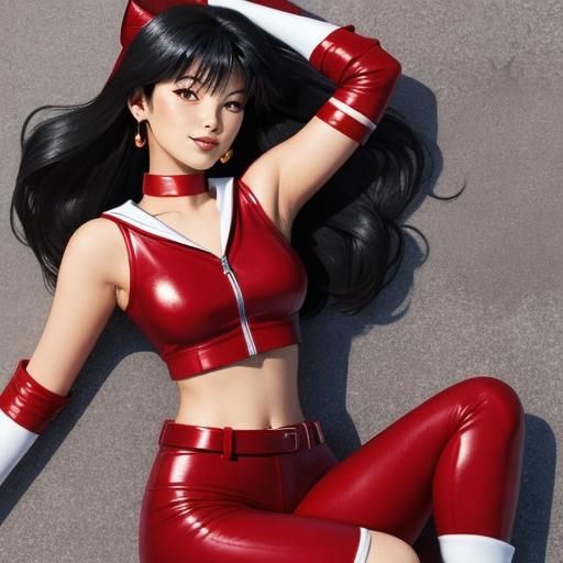 curvy sailor mars in red leather two piece