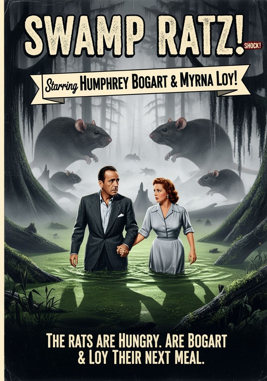 Vintage Swamp Ratz Movie Poster with Bogart & Loy