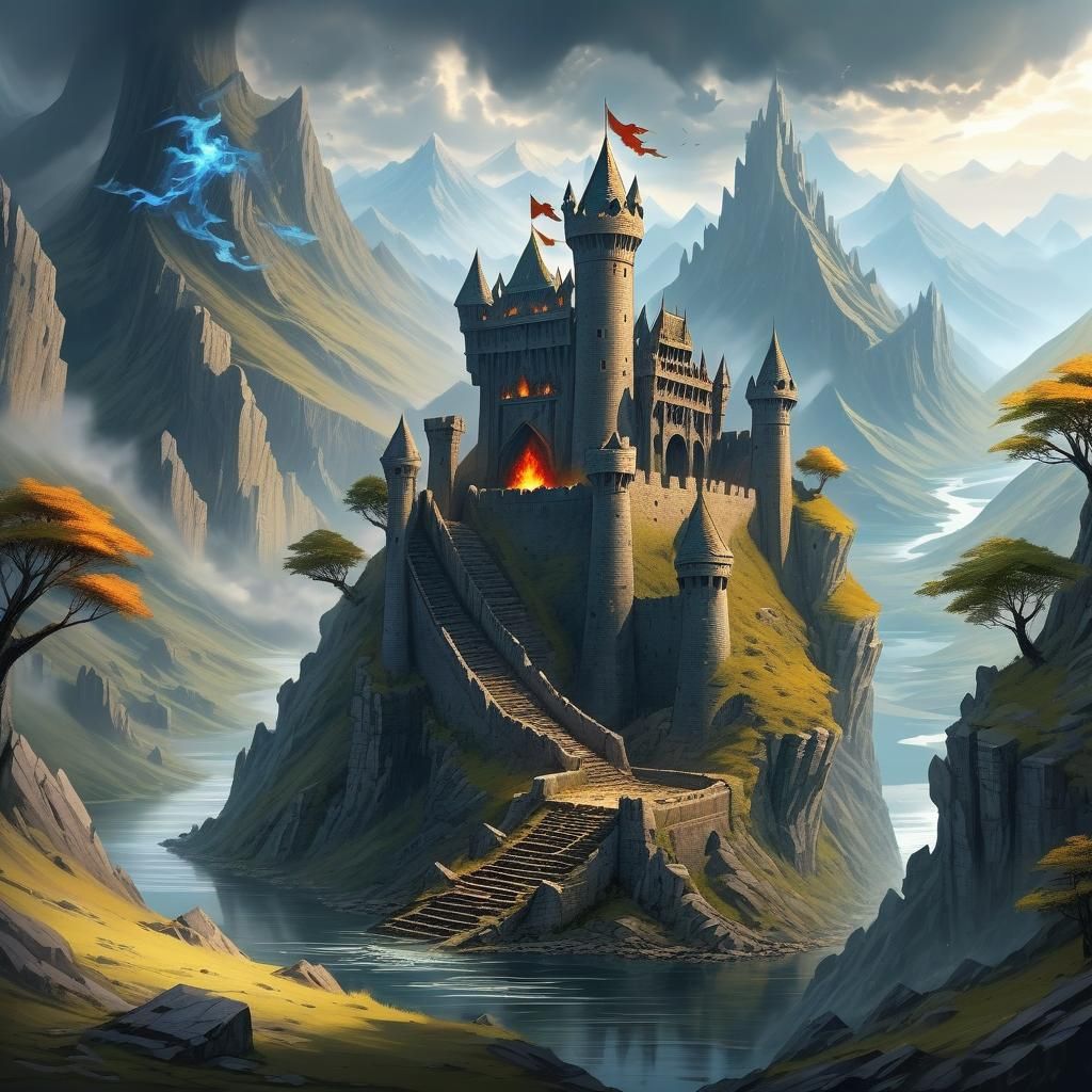 Dragons in Mountain Sanctuaries Breathe Fire on Knight