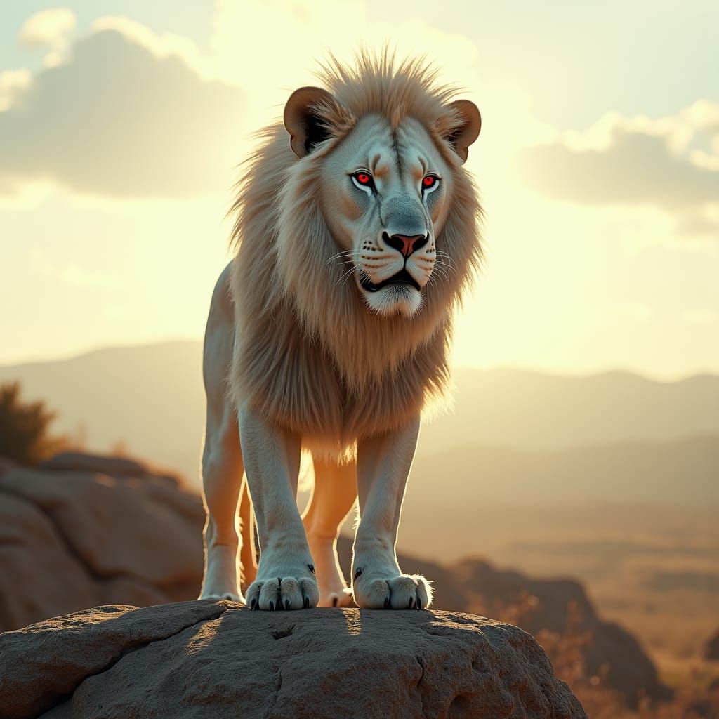 Majestic White Lion in Cinematic Realism