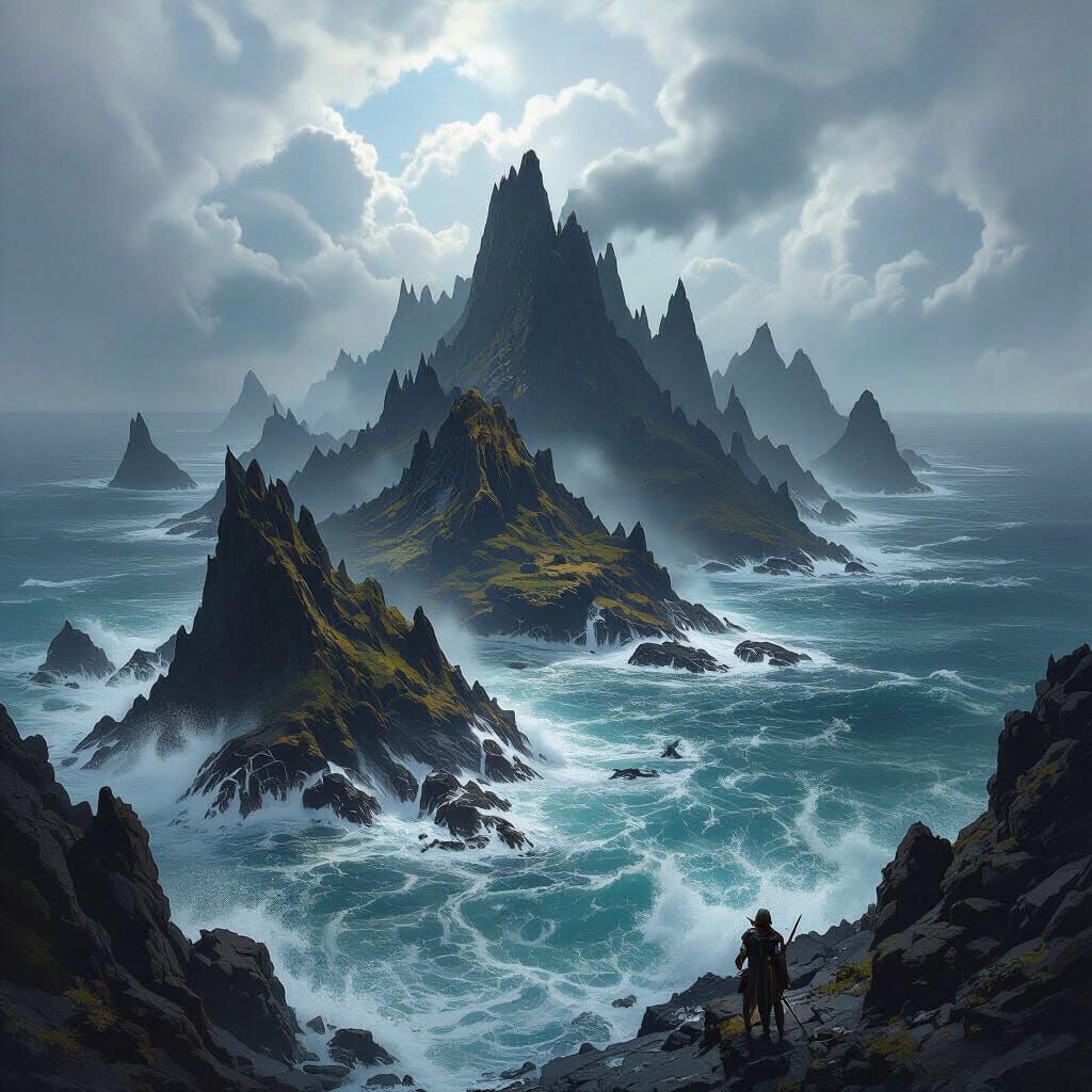 Grim Volcanic Islands Concept Art in 8k