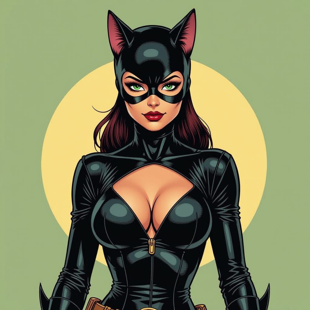 Catwoman in Comic Book Style