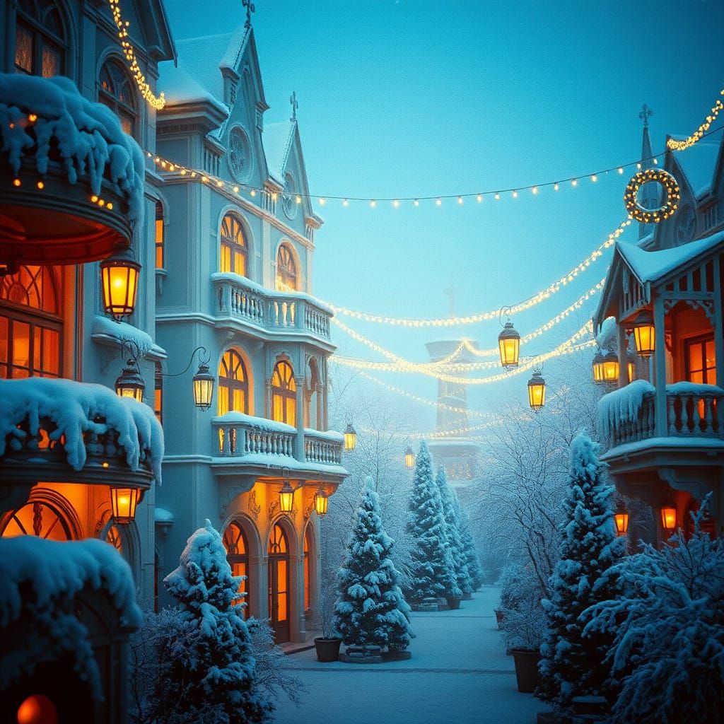 Frosted Winter Wonderland with Amber Glow