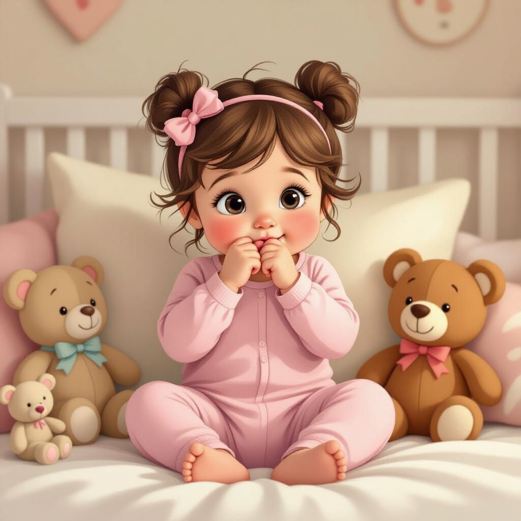 Adorable Baby Girl in Nursery: Whimsical Art