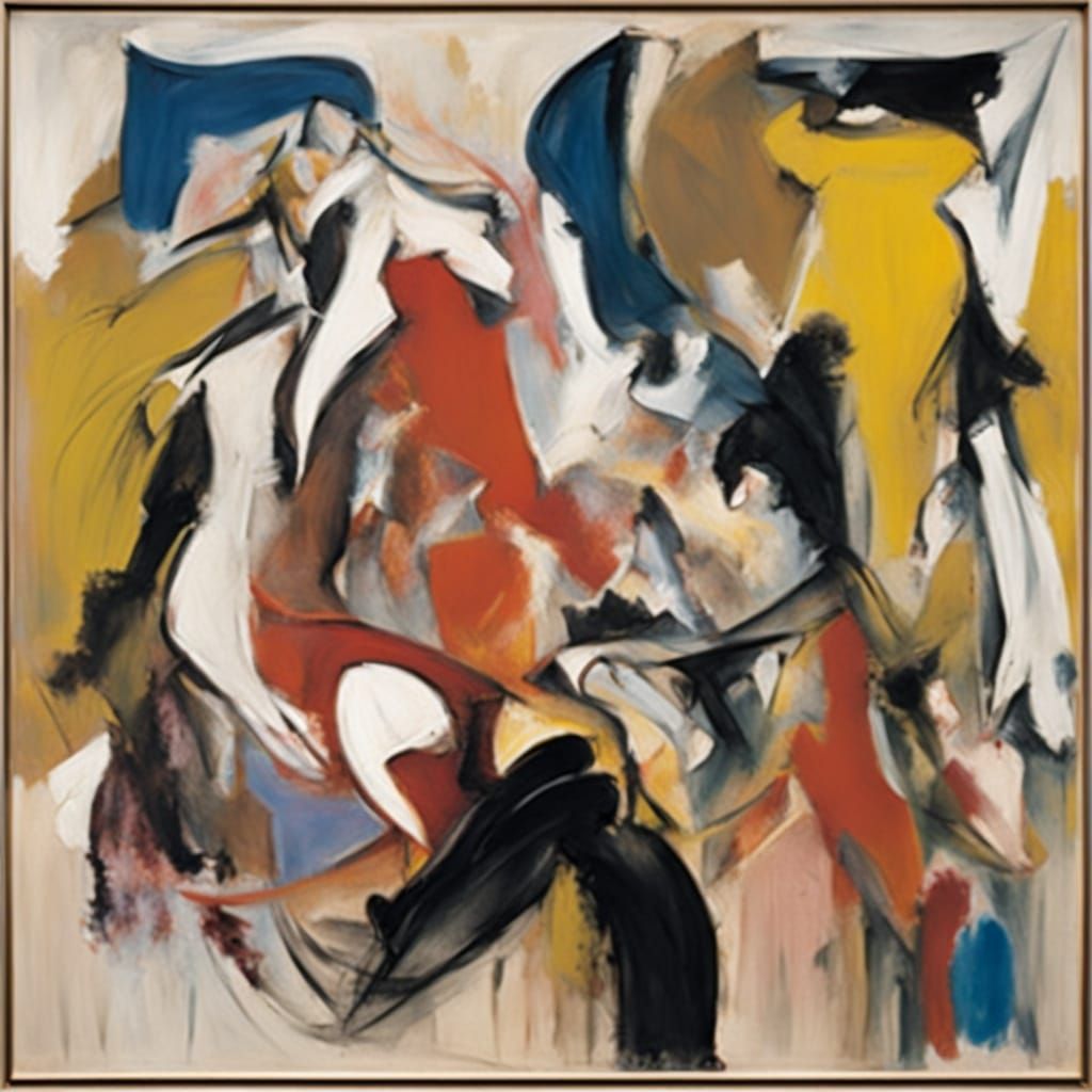 Abstract Expressionist Painting with Bold Brushstrokes