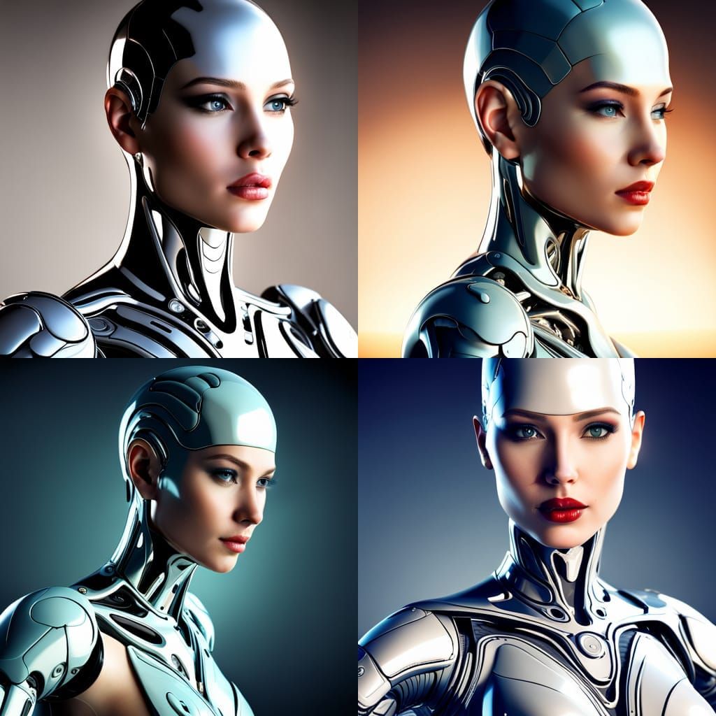 Futuristic Polished Hyperdetailed Female Android Robot