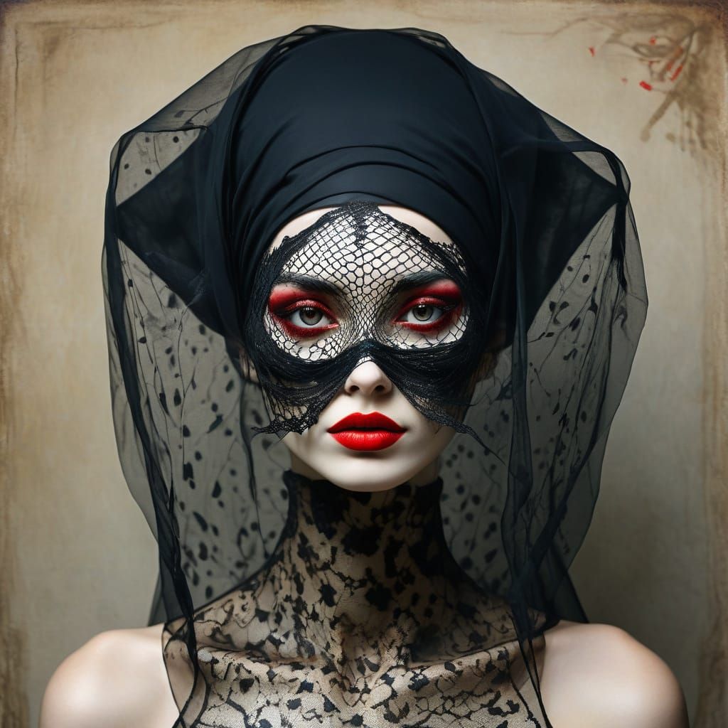 Surreal Minimalist Portrait of a Veiled Woman