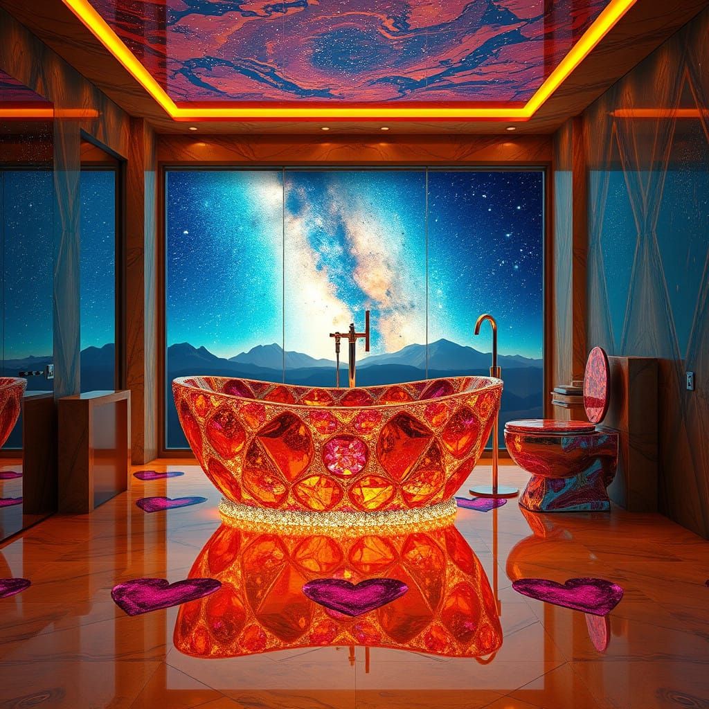 Luxurious Bathrooms in Neo-Impressionist Style with Cosmic W...