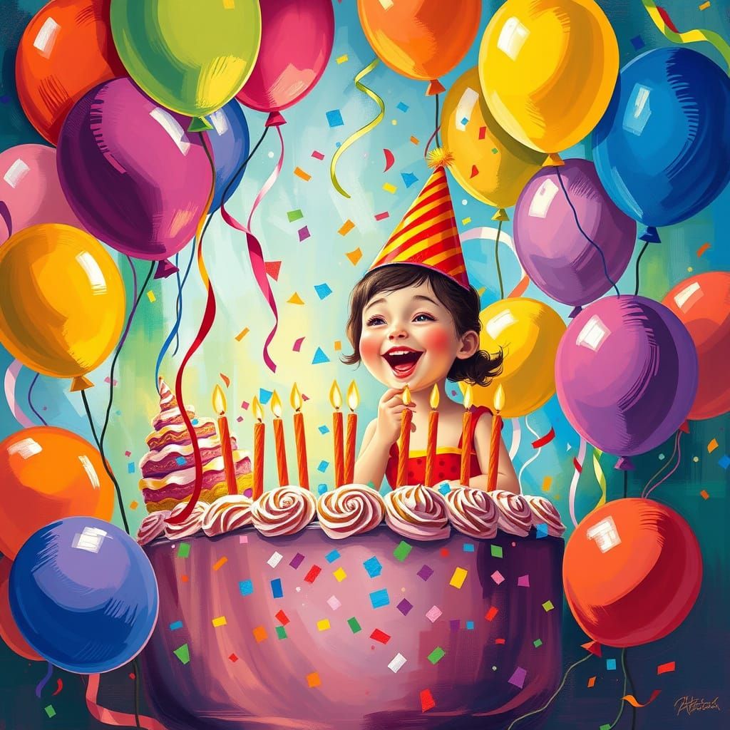 Vibrant Birthday Celebration in Fauvist Style
