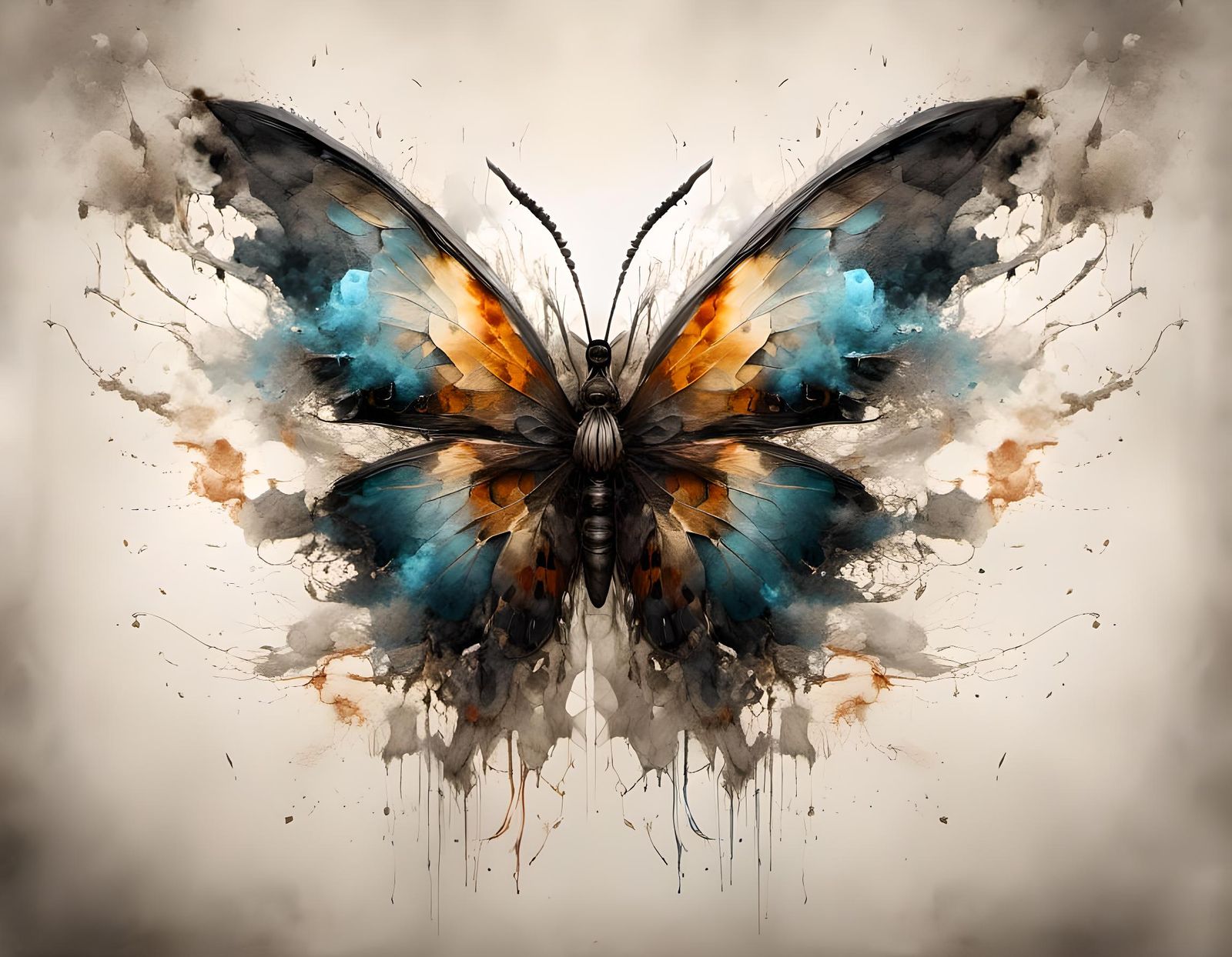 Smoky Butterfly in Double Exposure Rorschach Art
