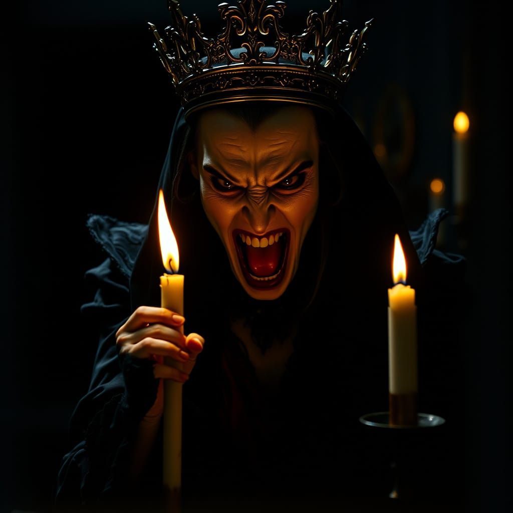 Terrifying Vampire Queen in Dark, Gothic Majesty
