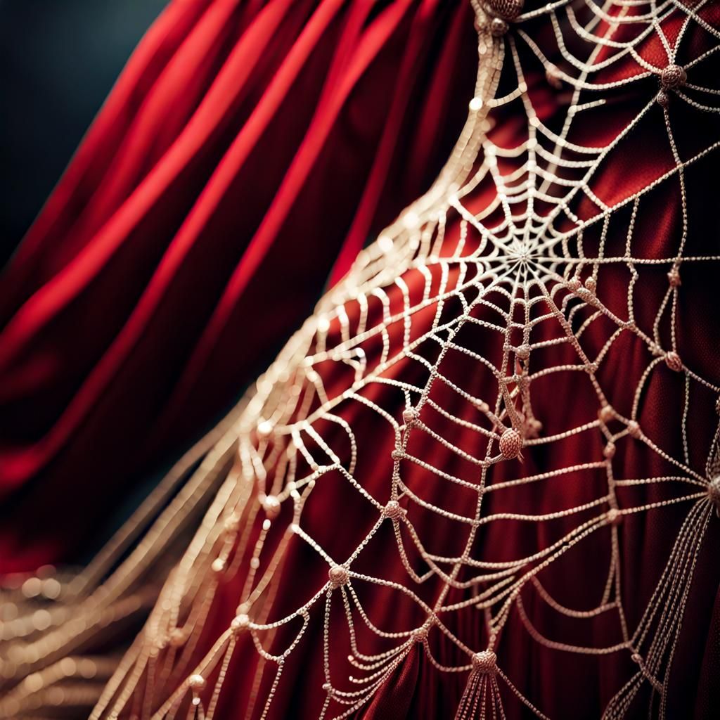 Spiderweb Dress with Metallic Spiders in 3D