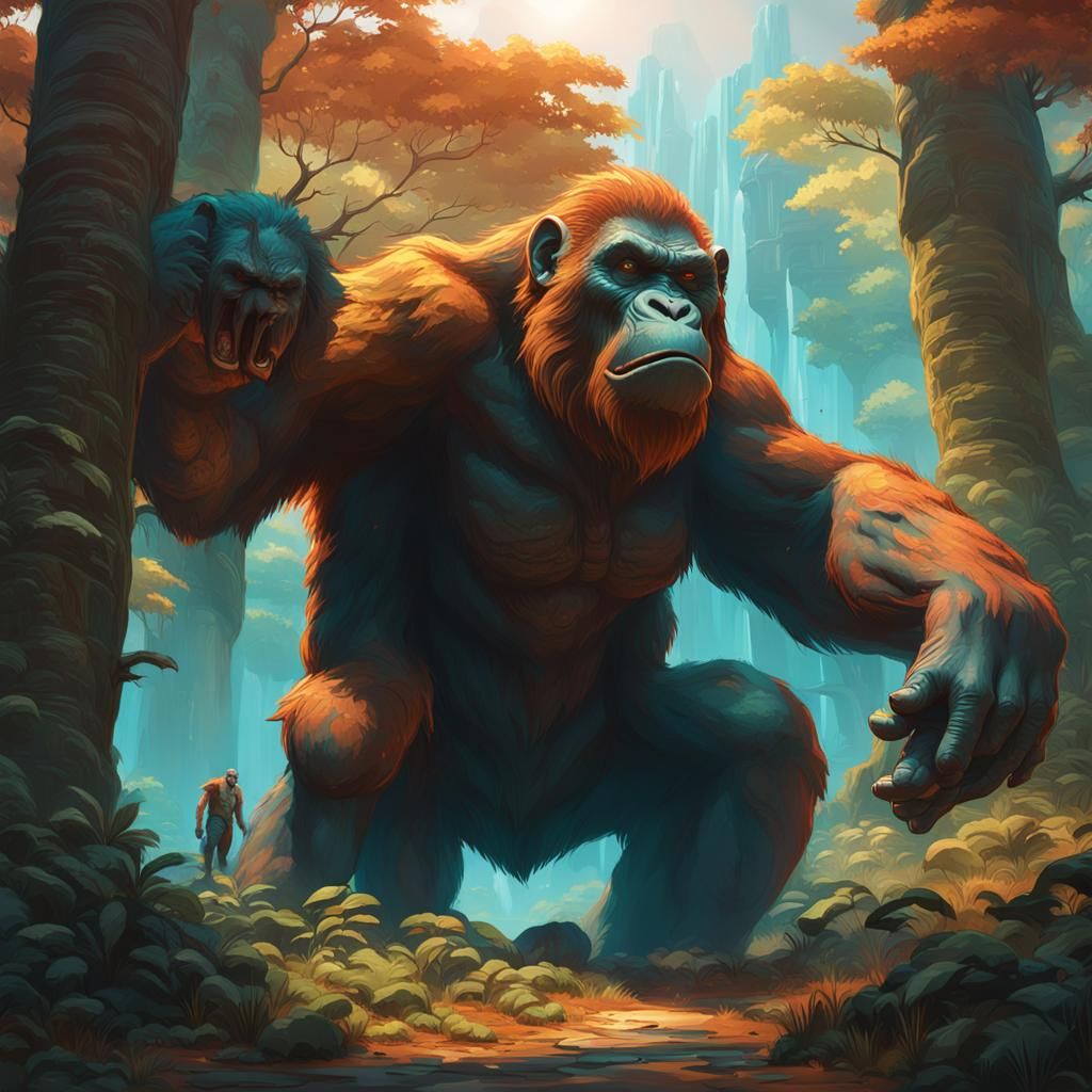 Gigantic Prehistoric Ape: Hyperdetailed Concept Art