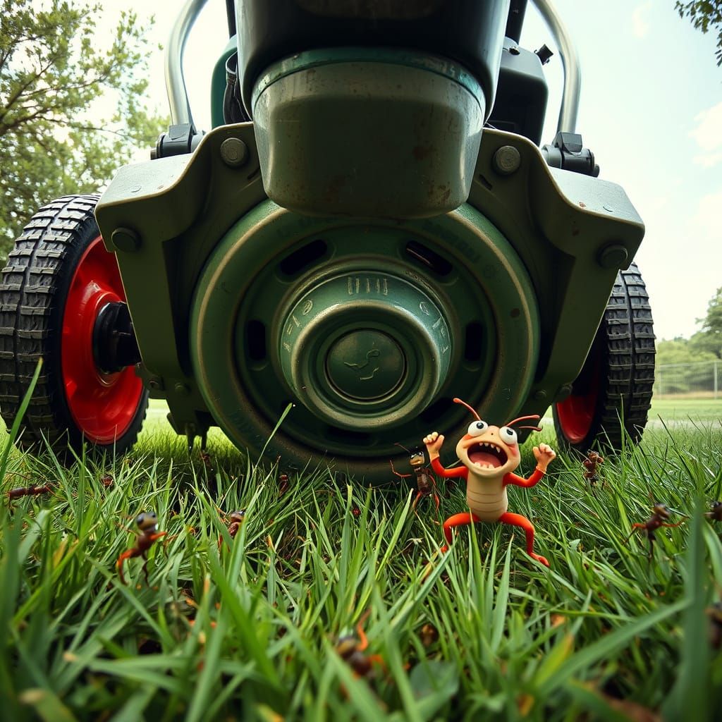 Chaos from Below: A Lawnmower's Frenzied Descent