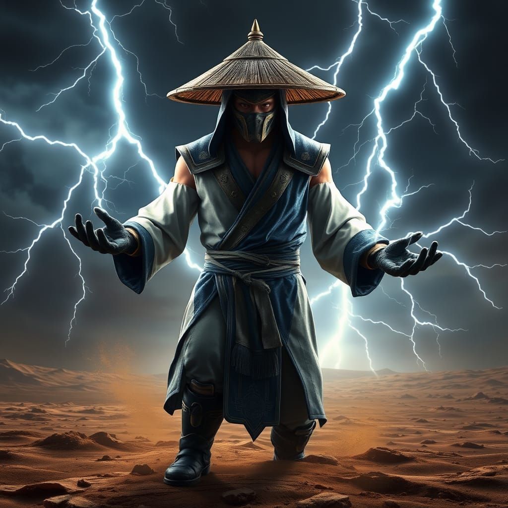 Raiden Summons Lightning in a Stylized 3D Render