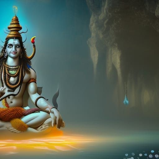 Majestic Lord Shiva in Detailed Matte Painting
