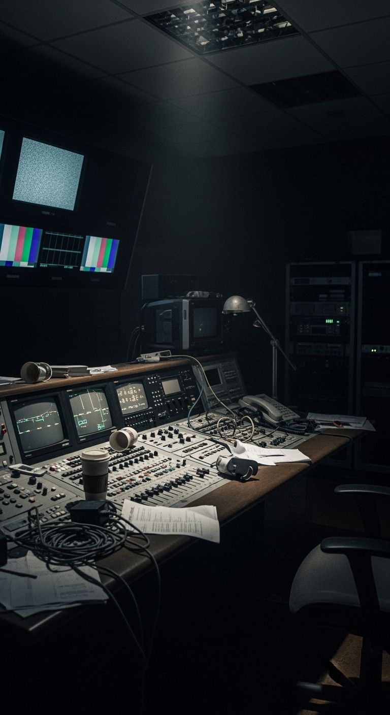 Empty TV Control Room in Cinematic Style