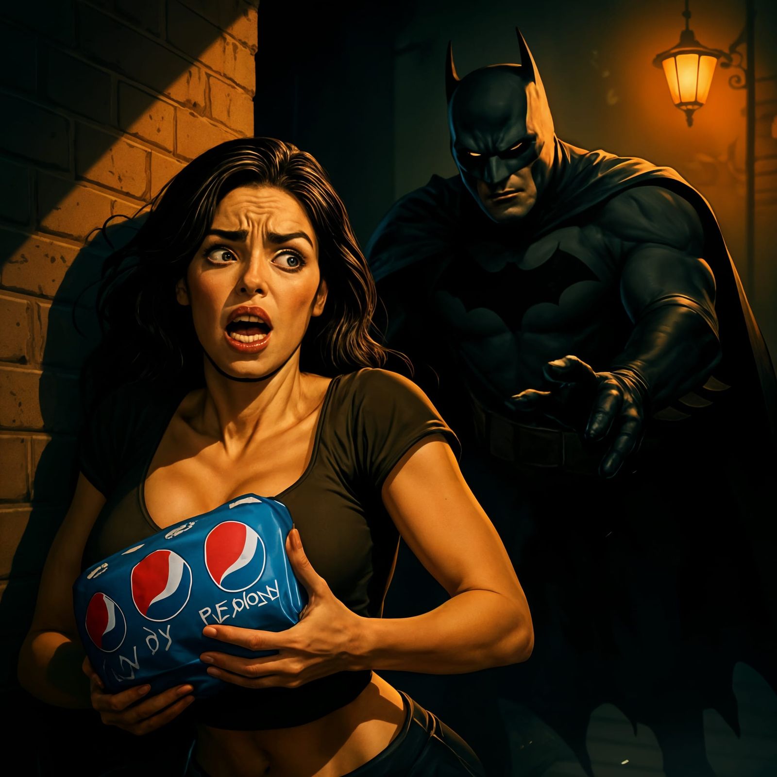 Dramatic Comic Illustration: Pepsi and Batman