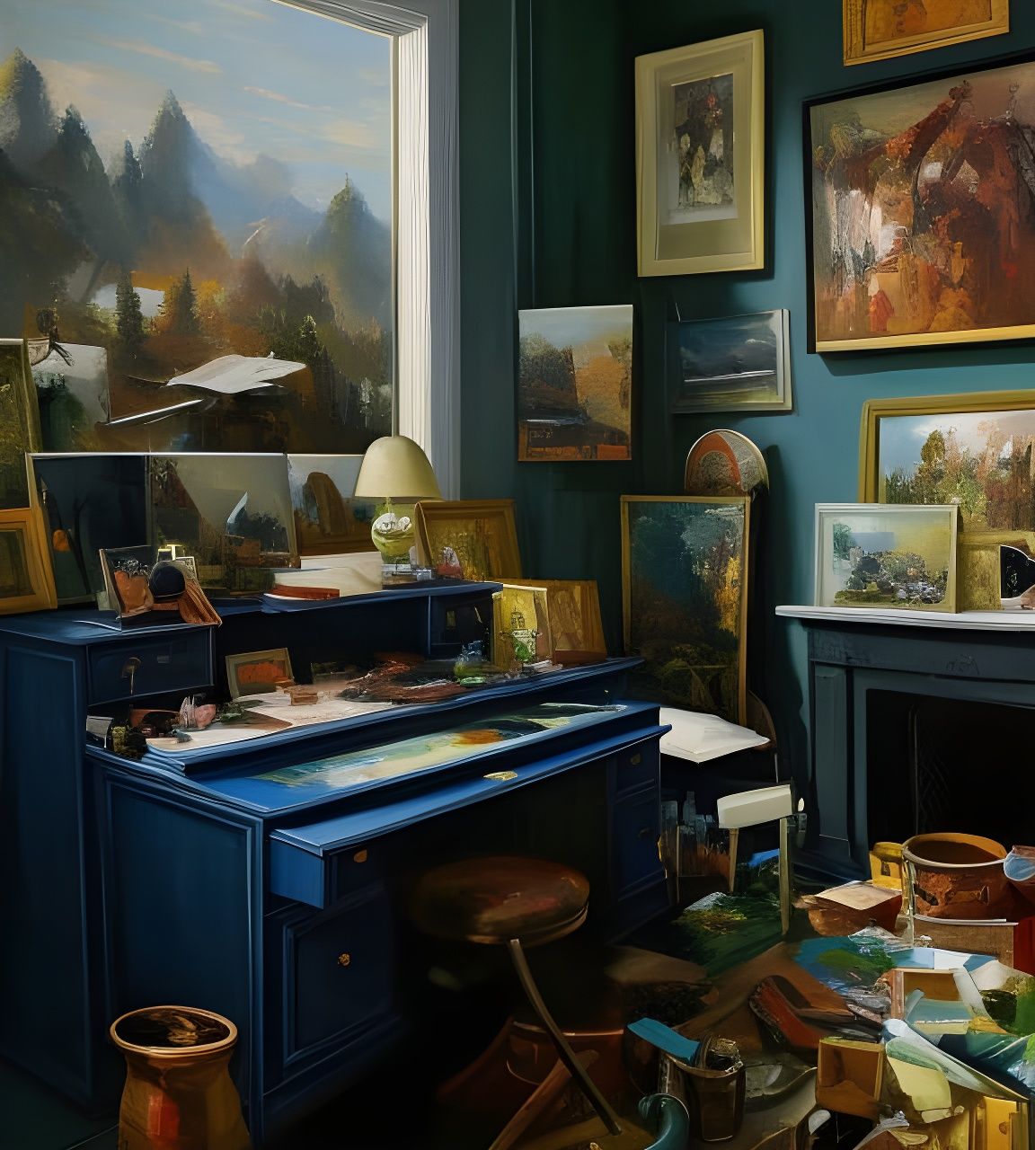 Colorful Painter's Studio as 3D Digital Art