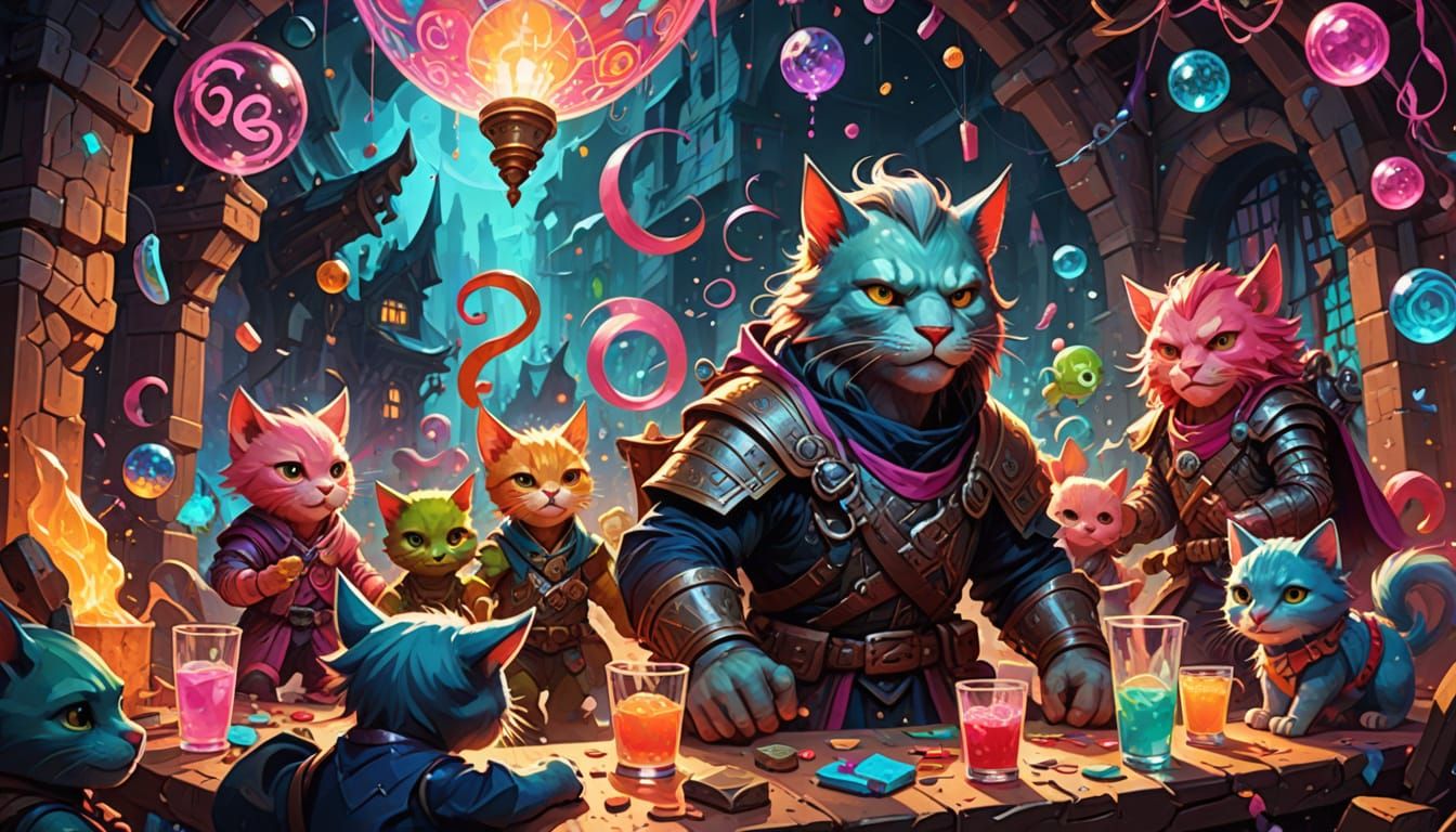 Abstract Math Meets Fantasy Creatures in Vibrant Digital Art