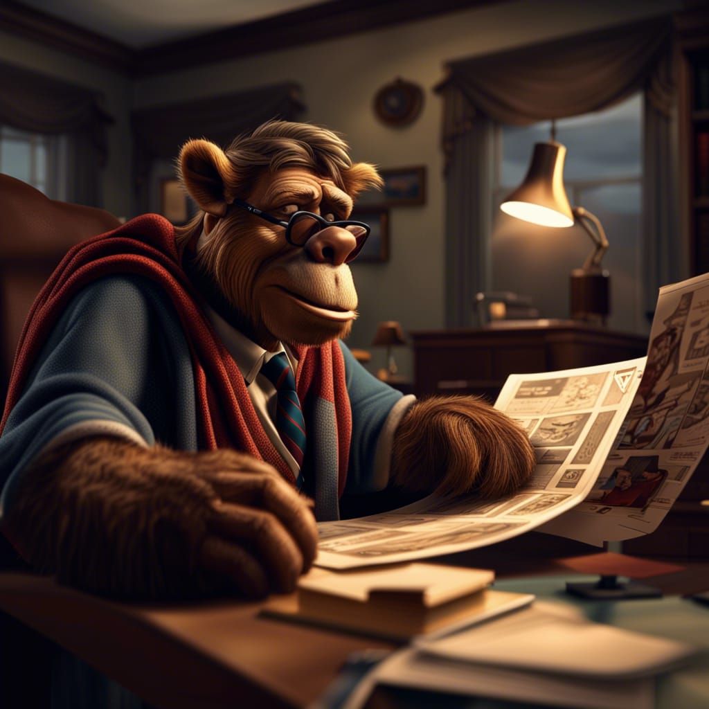 Alf Cartoon Reading Superman Comic Book