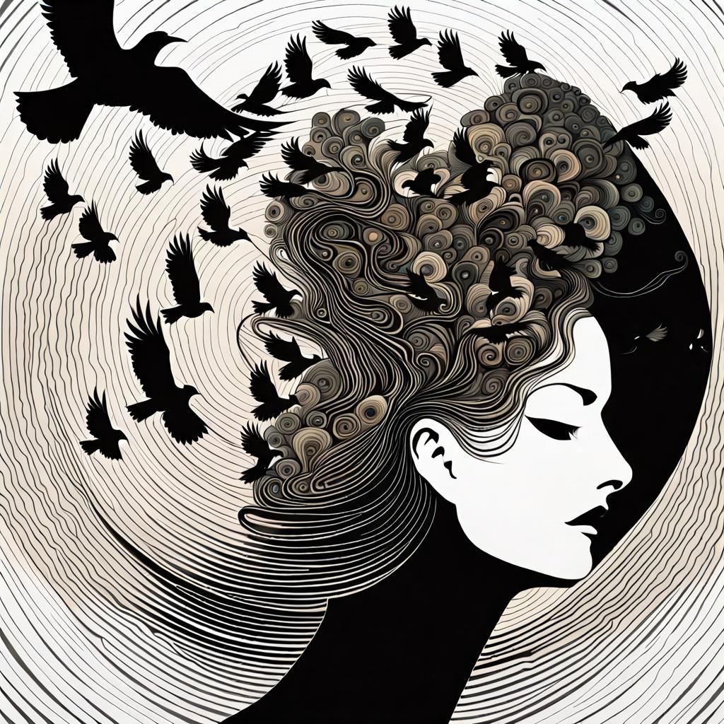 Optical Illusion: Face or Vase with Birds