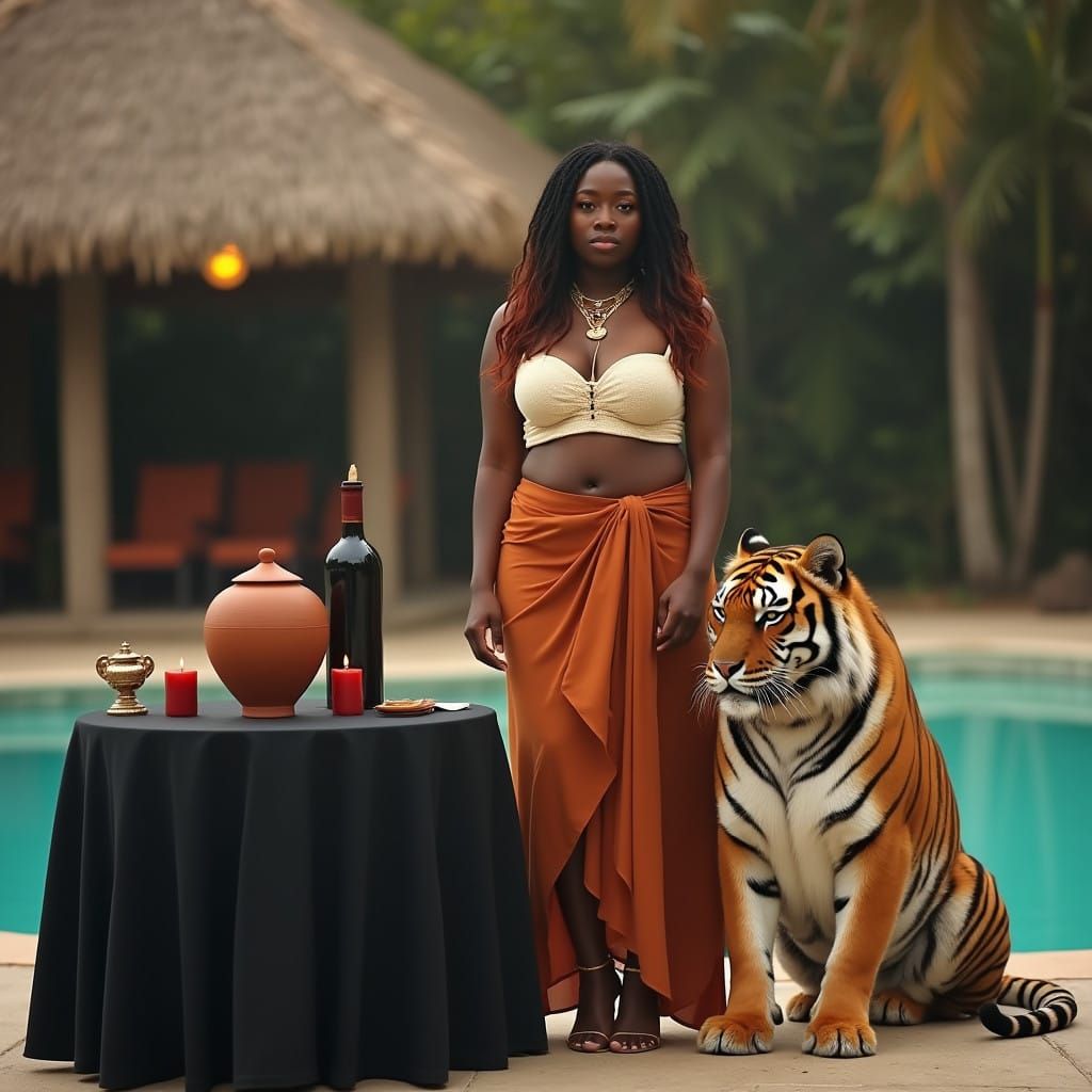 Ethereal Goddess of the African Diaspora in Film Noir Style