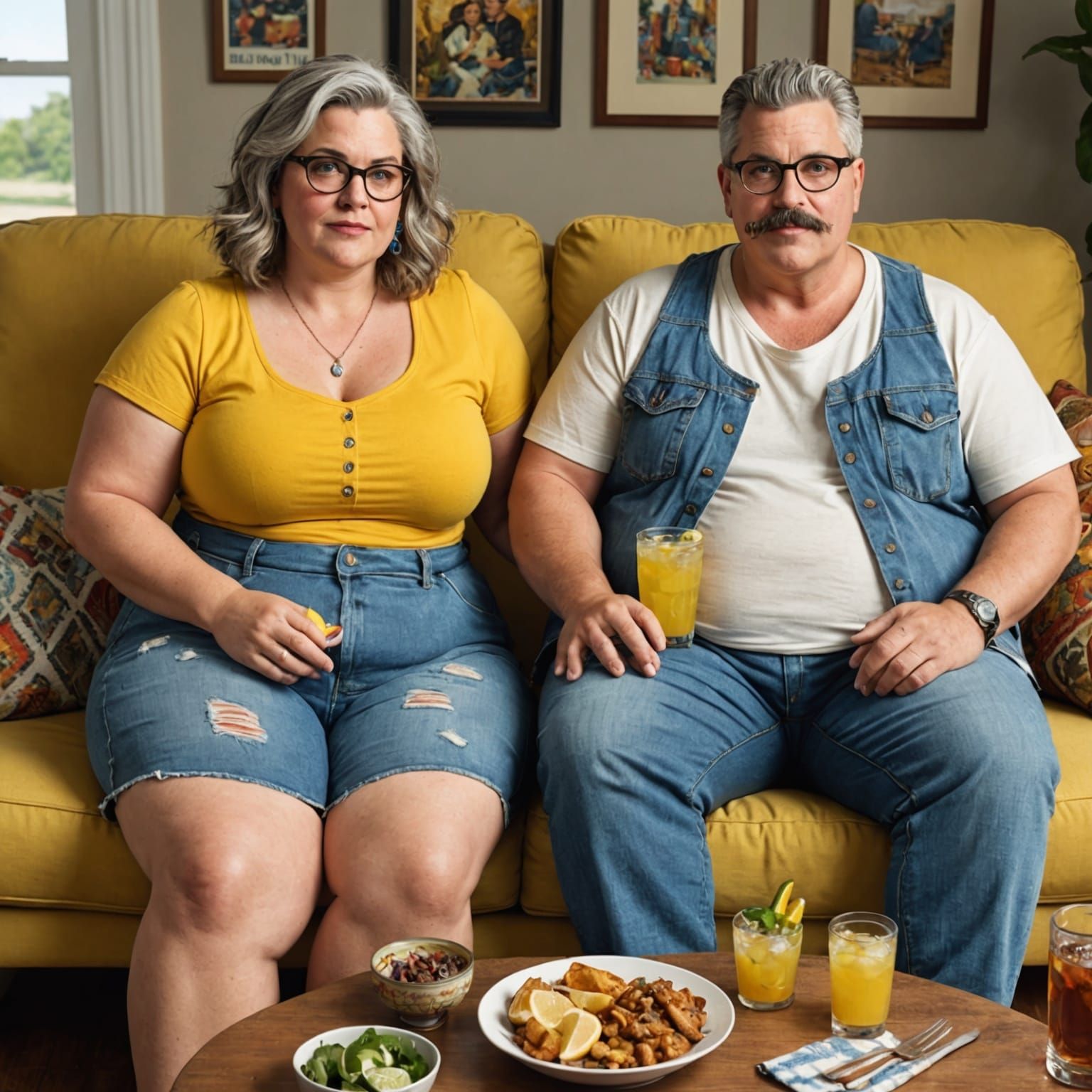Realistic Image of a Plus-Size Woman on Couch